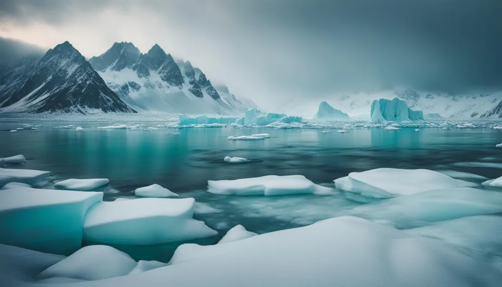 Icebound Arctic landscape